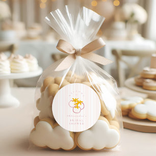 Pegatina Redonda Ducha de novias en el mercado agrícola