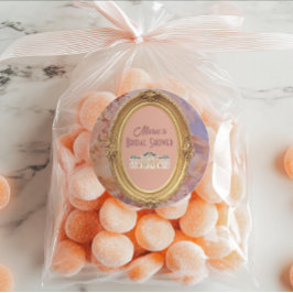 Pegatina Redonda Ducha de novias estética de rococo de renacimiento