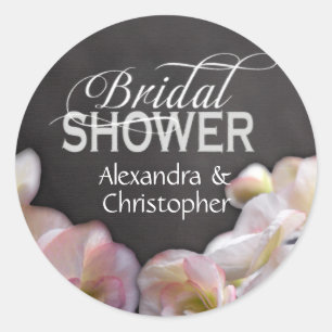 Pegatina Redonda Ducha de novias Floral & Chalkboard