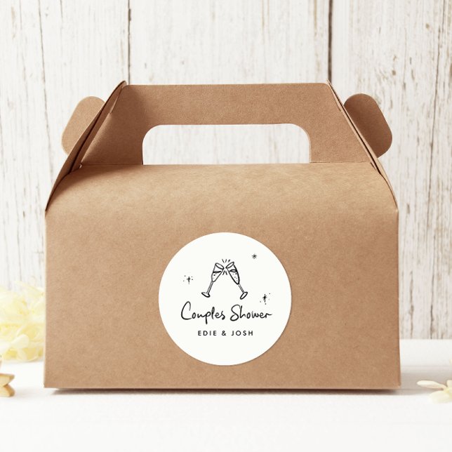 Pegatina Redonda Ducha de parejas moderna natural elegante manuscri (Subido por el creador)