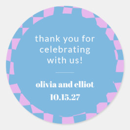 Pegatina Redonda Ducha de parejas personalizada de tablero de ajedr