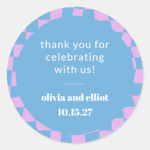 Pegatina Redonda Ducha de parejas personalizadas con tablero de aje