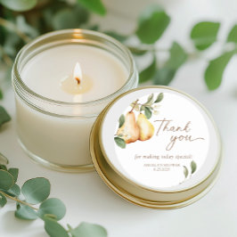 Pegatina Redonda Ducha floral de pera acuarela