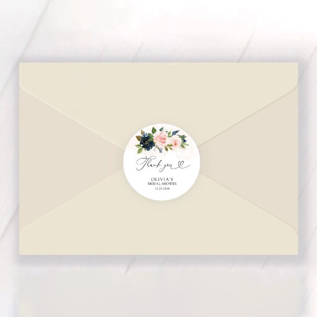 Pegatina Redonda Ducha marital rosa de la marina y Rubor (Subido por el creador)