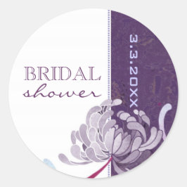 Pegatina Redonda Ducha Morada Floral Bridal