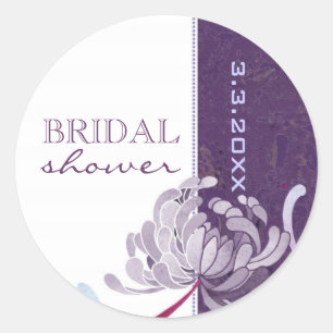 Pegatina Redonda Ducha Morada Floral Bridal