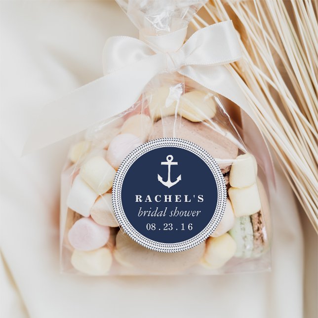 Pegatina Redonda Ducha Nautical Braid Bridal (Subido por el creador)