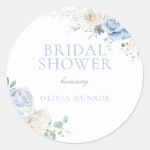 Ducha nupcial botánica floral blanca y azul