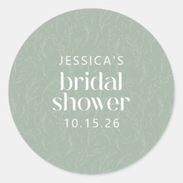 Pegatina Redonda Ducha nupcial bucal rústica verde verde