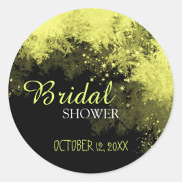 Pegatina Redonda Ducha nupcial con estilo negro y dorado