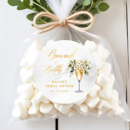 Pegatina Redonda Ducha nupcial de Brunéi y Bubbly Champagne