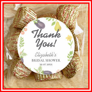 Pegatina Redonda Ducha Nupcial en el Mercado de los Agricultores Fr