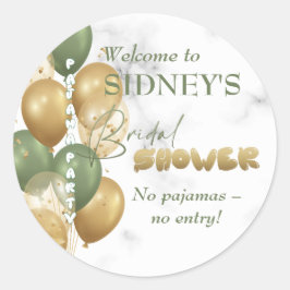 Pegatina Redonda Ducha nupcial. Fiesta Pajama