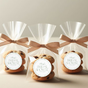 Pegatina Redonda Ducha Nupcial Floral Toile Vintage Verde