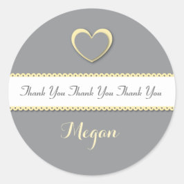 Pegatina Redonda Ducha nupcial Gracias AMARILLO y GRIS V014