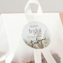 Pegatina Redonda Ducha nupcial neutra Boho Fluffy Pampas