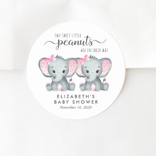 Pegatina Redonda Ducha para niñas gemelas elefantes