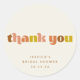 Pegatina Redonda Duchas Personalizadas Groovy Terracotta Melocotón