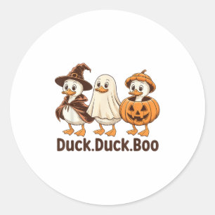 Pegatina Redonda Duck Boo Gracioso Cute Sombrío Halloween Goose Ret