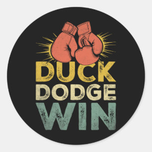 Pegatina Redonda Duck Dodge Win Boxer Fuerza Deportiva Atleta B