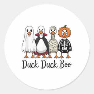 Pegatina Redonda Duck Duck Boo Funny Goose Halloween Stube _1