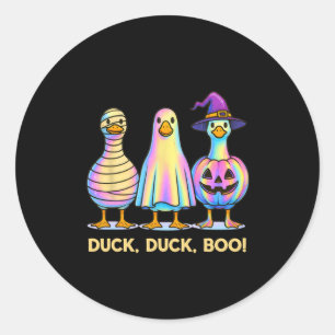 Pegatina Redonda Duck Duck Boo Gracioso disfraz Halloween Espeluzna