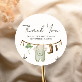 Pegatina Redonda Duck Hunting Baby Shower