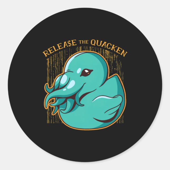 Pegatina Redonda Duck Kraken Release The Quacken Funny Rubber Boxer (Anverso)