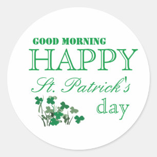 Pegatina Redonda Duck Shamrock Happy Go Lucky St Patrick's Day