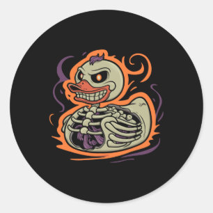 Pegatina Redonda Duck Skeleton Rubber Duckie Costume Fiesta