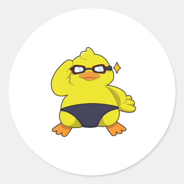 Pegatina Redonda Duck with Sunglasses (Anverso)