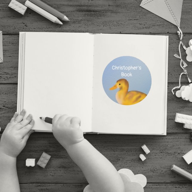 Pegatina Redonda Duckling para bebé personalizado Este libro perten (Subido por el creador)