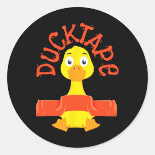 Pegatina Redonda Ducktape Duck Funny Ducks Cuálido Granja Adorable