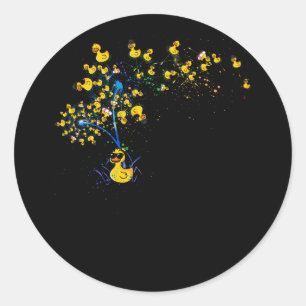 Pegatina Redonda Ducky Rubber Duck Lover Dandelion Duckber