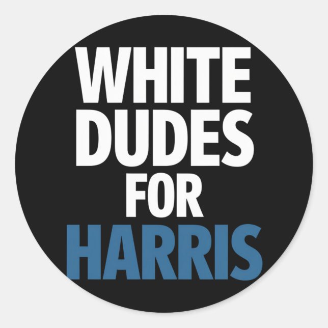 Pegatina Redonda Dudes Blancas Para Harris Kamala Harris 2024 (Anverso)