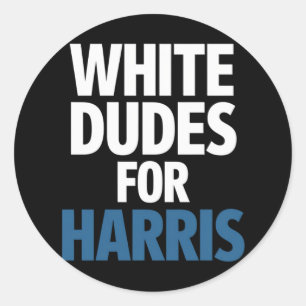 Pegatina Redonda Dudes Blancas Para Harris Kamala Harris 2024