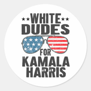 Pegatina Redonda Dudes Blancas Para Kamala Harris Sungles Usa