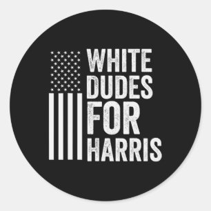 Pegatina Redonda Dudes De Harris Apoyan Presidente Kamala Bandera D