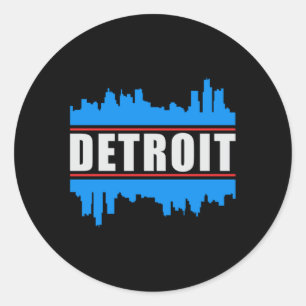 Pegatina Redonda Duelo divertido del viaje por la ciudad de Detroit