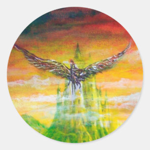 PEGATINA REDONDA DUELO MÁGICO ENTRE BRADAMANT Y NEGROMANCER