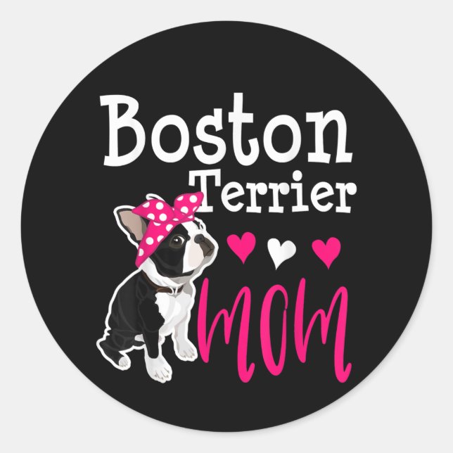 Pegatina Redonda Dueña de madre de perro de Boston Terrier es graci (Anverso)
