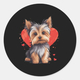 Pegatina Redonda Dueña de Yorkie Mamá Papá Amante del perro Terrier