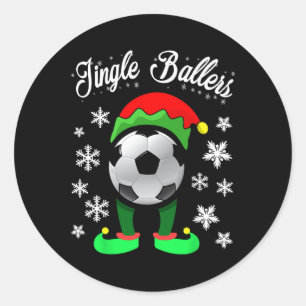 Pegatina Redonda Duende de fútbol de Navidad de Jingle Byllers