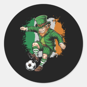 Pegatina Redonda Duende de fútbol Día de San Patricio Chicos Niños
