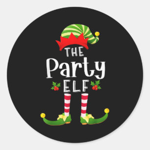 Pegatina Redonda Duende de Navidad para fiesta Pijama a juego de Na