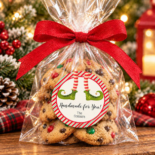 Pegatina Redonda Duende de Navidad Productos Caseros Repostería Nav