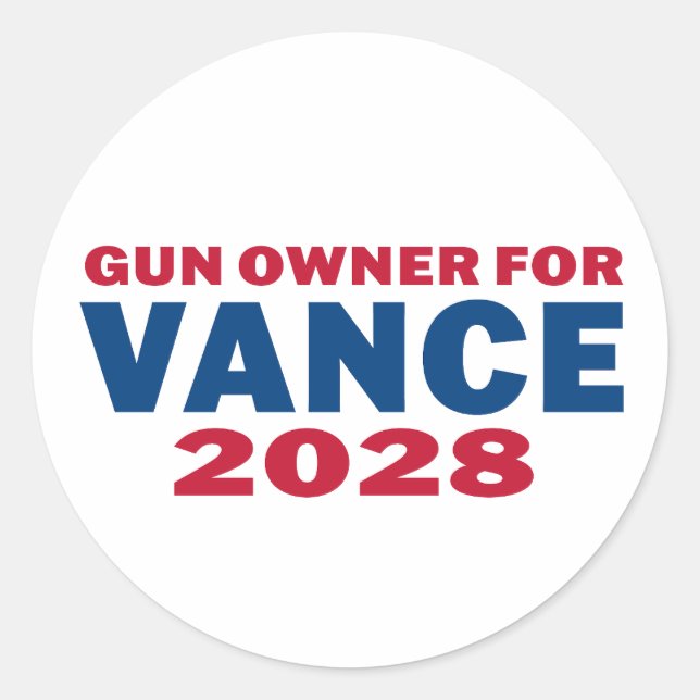Pegatina Redonda Dueño de arma para Vance 2028 (Anverso)