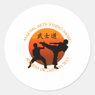 Pegatina Redonda Dueño de estudio de artes marciales karate taekwon
