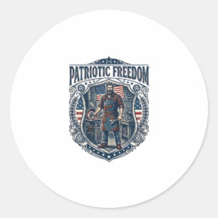 Pegatina Redonda Dueño de pequeño negocio patriota