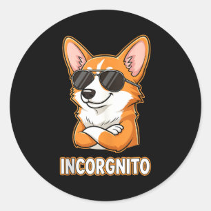 Pegatina Redonda Dueño de perro Corgi galés divertido incógnito Hum